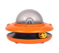 Interactive Pet Catapult Tool, Automatic Rolling Ball with Bell, Space Theme Design, 20x13 cm, Indoor Pet Entertainment (orange)