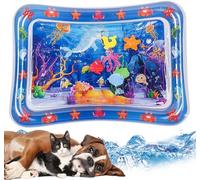 Interactive Pet Cooling Water Mat, Leak-Proof Inflatable Play Mat for Cats and Kittens, Thickened Sensory Design with Ocean Pattern (#02)