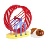 Interactive Pet - Electronic Bunny Toys for Kids - Simulation Plush Hamster Electric with Stand Exercise Wheel Dog Child Entertainment for Desk Home Indoor Play