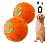 Interactive Pet Toy Automatic Rolling Ball, 2025 Dogs Rolling Ball with LED Flash Light, Rechargeable USB Dog Toy Balls, Durable High Bounce Floating Rubber Dog Ball, for Kittens, Puppies (Orange*2)