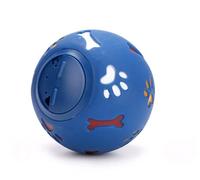 Interactive Pet Treat Dispensing Ball Toy for Dogs Cats, Puzzle Food Dispenser Enrichment Toys with Paw Print & Bone Pattern Design, Mental Stimulation IQ Training Playing Ball (Blue,7.5cm)
