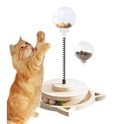 Interactive Pet Treat Toy - Wood Metal PET Dispenser 19x27cm Spring Pole Track, Turntable Slow Feeding Design, Durable Fun Mental Stimulation Toy | Engaging Dog Kitten For Home Play Training Enrichmen
