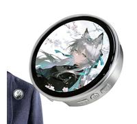 Interactive Photo Badge, Electronic Video Button Screen, High Clarity Panel with Touch Control, Portable Cartoon Display Accessory Device, Wearable Circle Style, Cosplay Prop for Events Activities