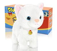 Interactive Plush Cat, Touch & Sound, Walks & Meows, Soft White Gift