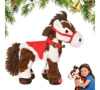 Interactive Plush Horse - Soft Stuffed Animal with Wagging Head and Tail, Jingle Bell, Realistic Walking Pony Toy Gift for Kids