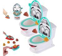 Interactive Poop Shooting Game Set for Family Fun, Toilet Target Game for Family, Rubber Poop Shooting Toy Set with Launchers & Toilet Bowl, Party for Birthday, Christmas(2pcs)
