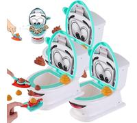 Interactive Poop Shooting Game Set for Family Fun, Toilet Target Game for Family, Rubber Poop Shooting Toy Set with Launchers & Toilet Bowl, Party for Birthday, Christmas(3pcs)