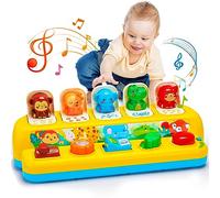Interactive Pop Up Animal Toy with Music and Light, Montessori Cause and Effect Toy for 1 Year Old, Music Toy for Babies from 9 to 12 to 18 Months, STEM Toy for