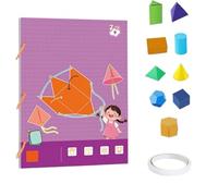 Interactive Pull-String Geometry Learning Kit, Pull String 3D Geometry Learning Book, with Pop-Up Models, Volume & Area Exploration, Includes 9/12/15 Models, with Braided Rope Design(Purple)