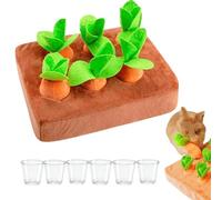 Interactive Rabbit Enrichment Toys, Hide and Seek Squeaky with Plush Carrot for Boredom & Stimulating, Bunny Puzzle for Puppies, Guinea Pigs Kitten, Kitty, Chinchilla (Small)