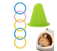 Interactive Rabbit Toy, Stacking Puzzle Ring Set, 6 Piece Play Tower with Colorful Layers, Activity Stacker, Pet Enrichment with Design