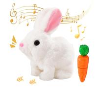 Interactive Rabbit with Carrot,Electric Bunny Plush with Sounds Walking and Talking Jumping,Cute Funny Plush Stuffed Bunny Pal for Easter Christmas Birthday (D1)