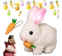 Interactive Realistic Bunny Toy, Can Walk and Talk, Easter Interactive Realistic Bunny Toy Jumping, Shaking Ears for Kids (White)