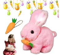 Interactive Realistic Bunny Toy, Can Walk and Talk, Easter Interactive Realistic Bunny Toy Jumping, Shaking Ears for Kids (Pink)