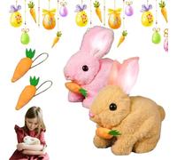 Interactive Realistic Bunny Toy, Can Walk and Talk, Easter Interactive Realistic Bunny Toy Jumping, Shaking Ears for Kids (Brown+Pink)
