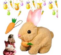 Interactive Realistic Bunny Toy, Can Walk and Talk, Easter Interactive Realistic Bunny Toy Jumping, Shaking Ears for Kids (Brown)