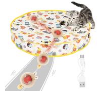 Interactive Red Cat Toy Ball for Indoor Cats, Fast Self Rolling Ball Cat Toy on Carpet, Smart Interactive Automatic Cat Toy Ball for Gifts for Indoor Cats, Moving Cat Toy Ball Fast Rolling in Pouch