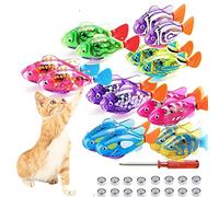 Interactive Robot Swimming Fish Toy for Cats - Floating Water Toy with LED Light, Stimulates Hunter Instincts