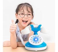 Interactive Role Play Telephone Toy for Kids with Realistic Sounds and Lights Educational Learning Pretend Game (bule, One Size)