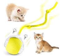 Interactive Rolling Dog Ball, New Self Dog Toys Interactive Cat Toys Automatic Cat Toy Self Moving Dog Toys, 360° Smart Automatic Rolling Ball Toy Electric Dog Balls for Dog/Cat (Yellow)