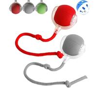 Interactive Rolling Dog Ball, Self Rolling Dog Ball Interactive Cat Toys, Chewie Viral Rolling Dog Ball, Self Rolling Dog Ball with Replacement Rope of Dogs & Cats, 360° Smart Rolling Pet Ball(Gray+Re