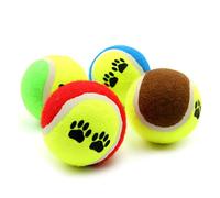 Interactive Rubber Dog Ball Toys for Small and Large Dogs Durable Bite-Resistant Tennis Ball Style Chew & Fetch Toy with Paw Print Design Floats in Water Pack of 3, 6, 9, 12, 24 (Pack of 9)