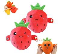 Interactive Sensor Music Doll, Intera Ctive Sensor Music Doll with Piano Musical Sensing Ears, Fruit Sensoring Beat Plush Toy, for Boys and Girls (StrawBerry 2 Pcs)
