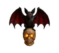 Interactive Skull Light, Human Skulls Bat Night Light, Gothic Lantern Spooky Lamp, Halloween Festival Display, Table Desk Decoration, Party Gathering Ambiance Lights for Home and Events