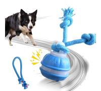 Interactive Smart Rolling Pet Ball, Self Moving Dog Ball, 3 Modes Automatic Active Rolling Ball with Tail, Motion Activated Dog Toy with Replacement Ropes (Blue,with Birds Chirping)