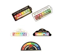 Interactive Social Battery and Mood Tracker Enamel Pin Set, 5 Pieces, Rainbow Design with Sliding Feature, Metal Pins for Backpacks, Jackets, Hats