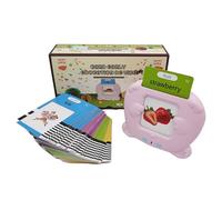 Interactive Speech Reader - Cartoon English Vocabulary Kit | Advanced Audio Module with 224 Pieces for Cognitive Skills(Pink)