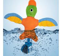 Interactive Squeaky Dog Chew Toy for Puppies and Dogs, Lifelike, Durable, Teething Relief, 30x32cm Polyester Fiber, 1 Unit (Orange)