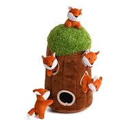 Interactive Squeaky Hide and S ctivity Fox Dog Toy, Stuffing Woodland Friends Burrow, Small Size (Large)