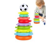 Interactive Stacking Game - 30x14cm Football Balance Stacker, ABS Educational Ring Toy, Colorful Board | Tabletop Learning Toy for Children, toddlerss, Boys, Girls, Teens, Kindergarten, Travel,