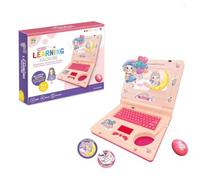 Interactive Toy Laptop-Featuring Lights, Sounds, and Educational Games-Fostering Creativity and Motor Skills Through Play, Pre School Laptop Interactive Educational Kids Computer Toy For Kids，Pink