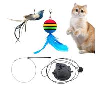 Interactive Toys for Cats - Early Learning Toy for Cats with Interactive Cane - Manual Wall Mountable with Natural Bird for Kitten, Indoor Games for All Breeds Enrichment, Exercise