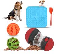 Interactive Treat Dispensing Toys for Smart Puppy Middle Dogs to Keep Them Busy, Cognitive Enrichment Dog Puzzle Slow Feeder Ball Toy (Feeder Toy 4pcs)