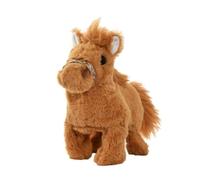 Interactive Walking Horse Plush Toy, Electronic Stuffed Animal with Sounds & Tail Wagging, Cuddly Soft Horse Toy for Kids Boys Girls, Cute Battery Operated Animal Plushie Gift (Yellow,20cm*10cm*17cm)