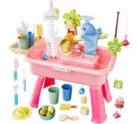 Interactive Water Table - Kids Blue Playset, Outdoor Sensory Activity, Summer Water Toy, Play Sink With Running Pump Design | Kids Table For Backyard Garden Summer Sensory Play For Boys Girls