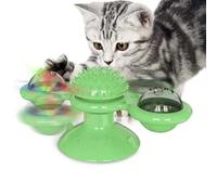 Interactive Windmill Cat Toys with Catnip, Fidget Spinner with Suction Cup Cats with Spinning LED Light Ball, Cat Turning Windmill Toy, 3 in 1 Multifunctional Cat Chew Toys for Chew Exercise (Green)