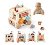Interactive Wooden Activity Bus Toy for Shape Matching and Fine Motor Skill Development Educational Role Play Bus Toy for Imaginative Play and Cognitive Growth Promoting Social Skills