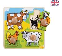 Interactive Wooden Farm Animal Puzzle for Toddlers - Develops Fine Motor Skills