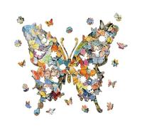 Interactive Wooden Jigsaw Puzzle - 162 or 118 Pieces Butterfly Shape | Educational Brain-Boosting Wooden Puzzle for Hobby, Party, Gathering, Learning, Home, Family, Preschool, Stress Relief, Natural W