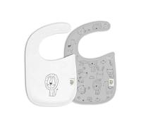 Interbaby Pack 2 Bibs 20 x 30cm Animals in Grey