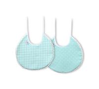 Interbaby Pack of 2 round bibs, gingham and polka dots in green
