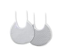 Interbaby Pack of 2 round bibs, gingham and polka dots in grey