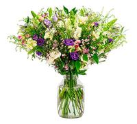 InterBloom | The Wild - Next Day Large Beautiful Fresh Flower Bouquet with Alstroemeria, Freesias, Lisianthus, Snapdragons, Waxflower, Green Bell and Italian Ruscus