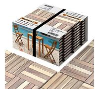 Interbuild Acacia Hardwood Decking Tiles,Decking Board Organic White 30×30cm 10 Tiles = 0.9 ㎡ per Pack for Patio & Balcony