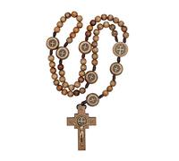 Intercession Mens St Bennedict Large Rosary, 4 Inches, Wood, No Gemstone