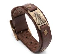 Intercession Our Lady Aparecida Bracelet - Genuine Leather - Made in Brazil, L, Wood